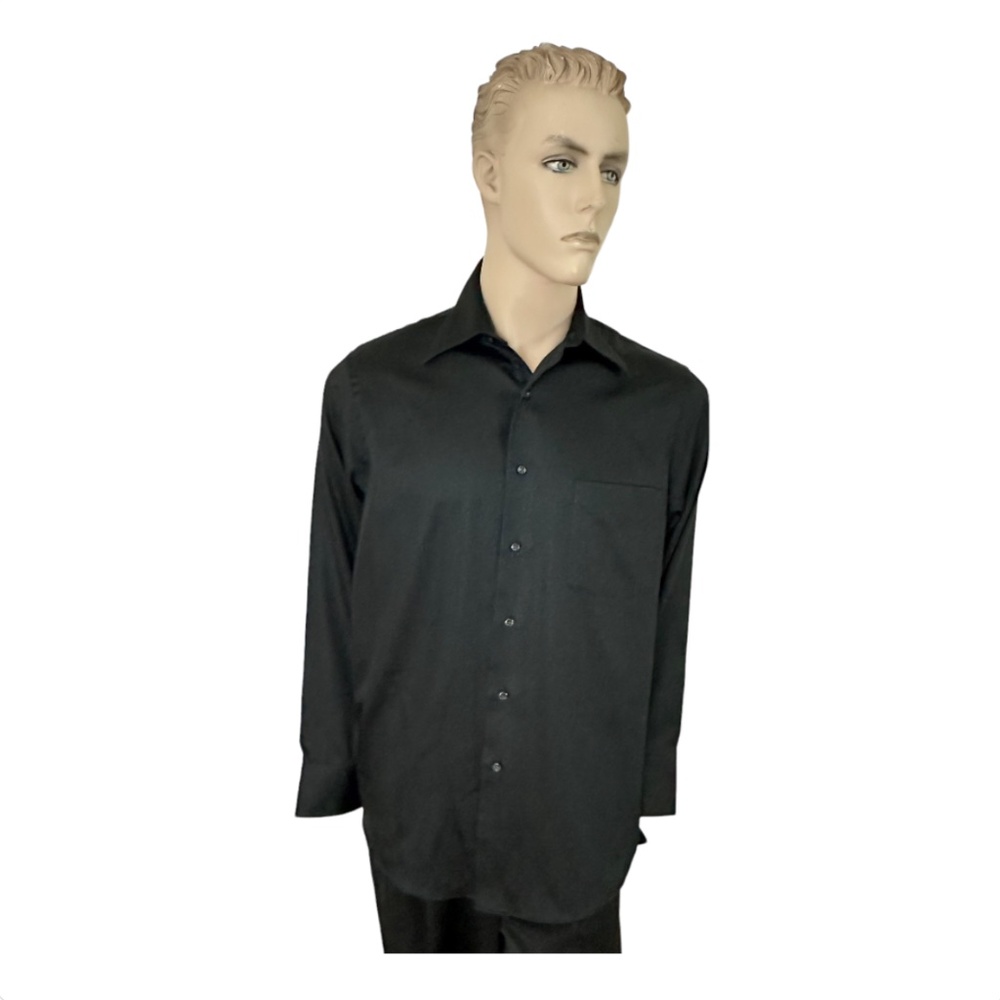 ALFANI Men's Dress Shirt { Medium : 16” - 34 / 34 ½ } Black